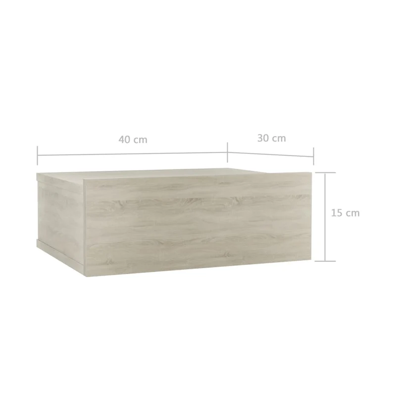 Table de chevet murale avec tiroir 40 x 30 x 15 cm en bois d'ingénierie couleur chêne DEC033924