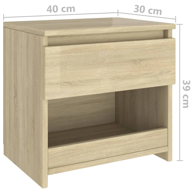 Table de chevet avec tiroir et compartiment 40 x 30 x 39 cm aggloméré couleur chêne DEC033819