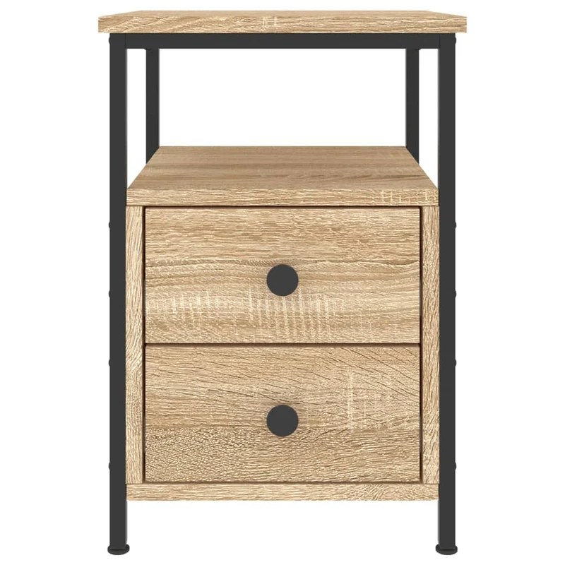 Table de chevet avec tiroirs et étagère 34 x 35,5 x 50 cm bois d'ingénierie couleur chêne DEC033804