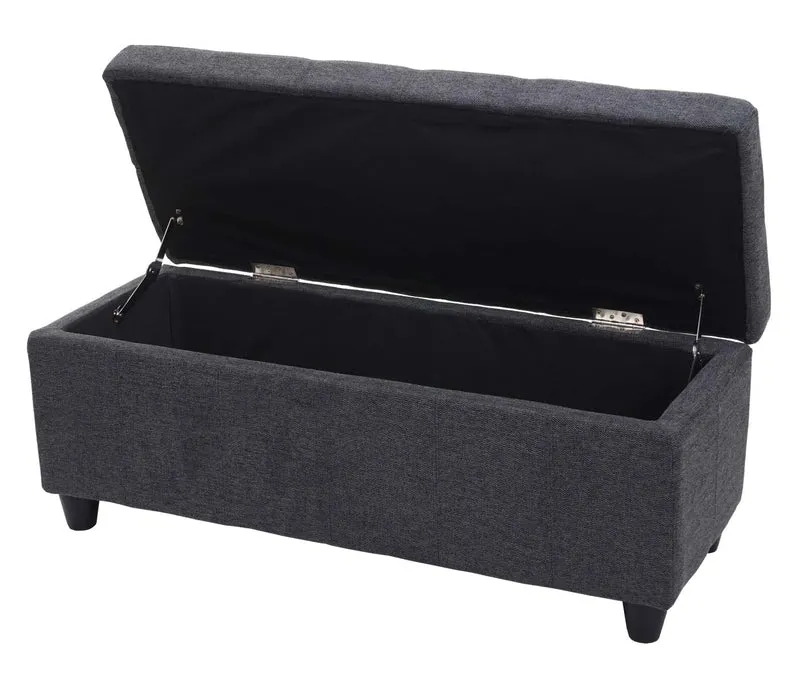 Banquette de rangement banc 45x114x45 cm en tissu gris foncé 04_0006454