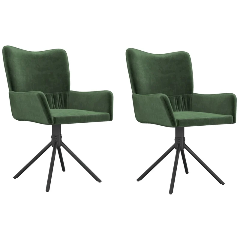 Lot de 2 chaises de salle à manger siège pivotant hauteur réglable vert foncé velours vert DEC025320