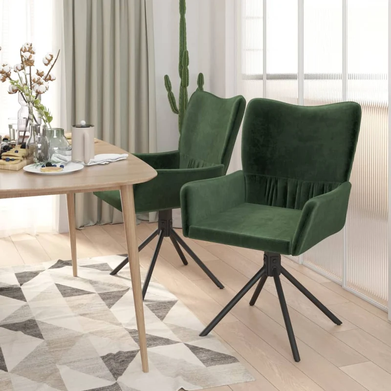 Lot de 2 chaises de salle à manger siège pivotant hauteur réglable vert foncé velours vert DEC025320