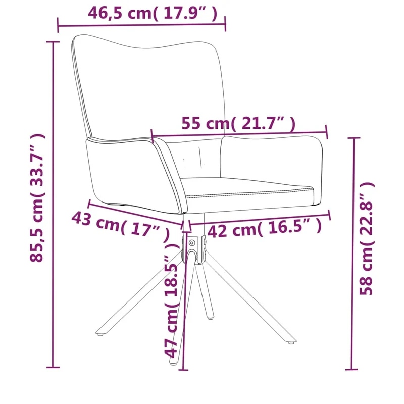 Lot de 2 chaises de salle à manger siège pivotant hauteur réglable vert foncé velours vert DEC025320