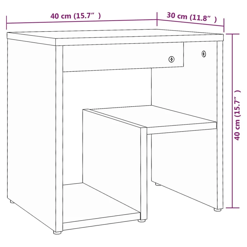 Table de chevet avec étagère 40 x 30 x 40 cm bois d'ingénierie marron DEC033558