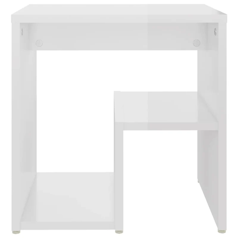 Table de chevet petit meuble d'appoint 40 x 30 x 40 cm bois d'ingénierie blanc brilliant DEC033448