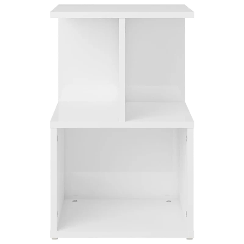 Table de chevet avec étagères 35 x 35 x 55 cm bois d'ingénierie blanc brilliant DEC033438