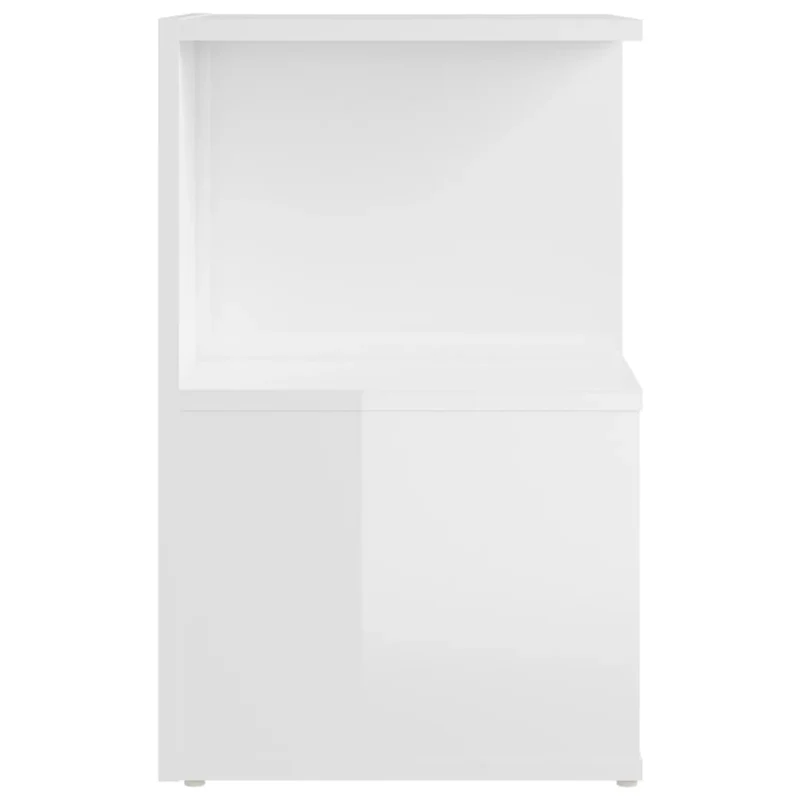 Table de chevet avec étagères 35 x 35 x 55 cm bois d'ingénierie blanc brilliant DEC033438
