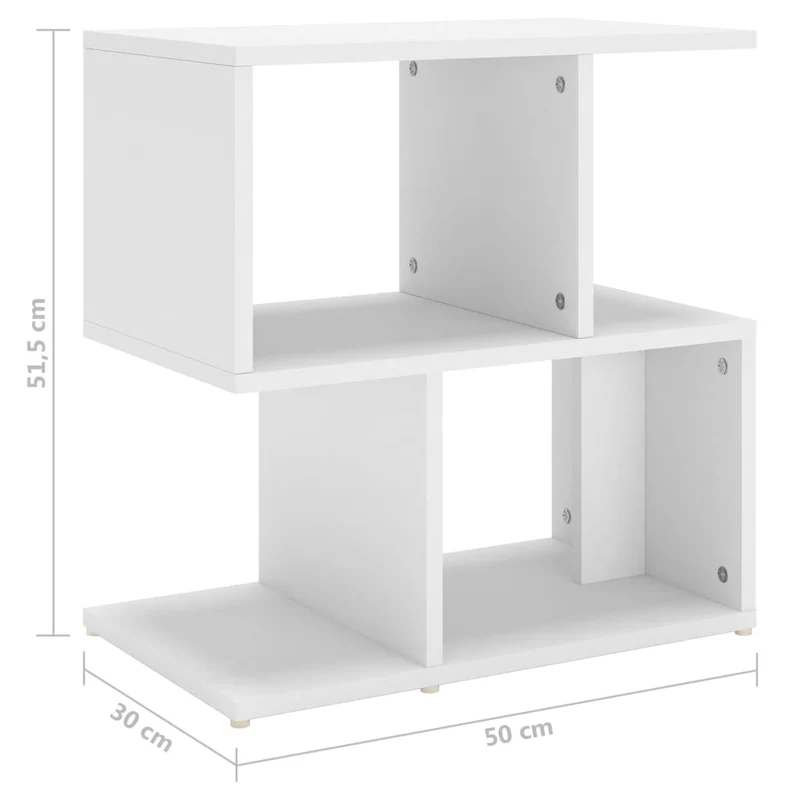 Table de chevet petit meuble d'appoint 50 x 30 x 51,5 cm bois d'ingénierie blanc DEC033413