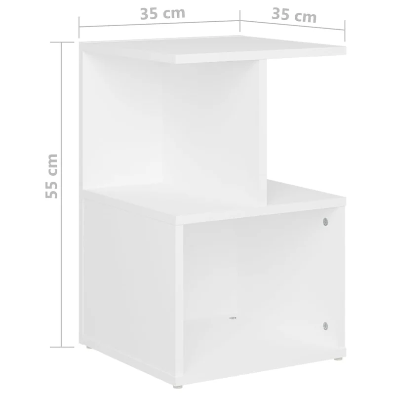 Table de chevet avec compartiments ouverts 35 x 35 x 55 cm bois ingénierie blanc DEC033302