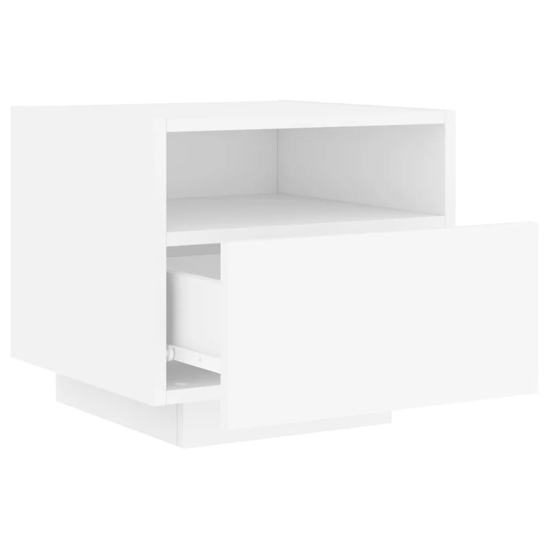 Table de chevet avec lumières LED avec tiroir 40 x 39 x 37 cm bois d'ingénierie blanc DEC033169