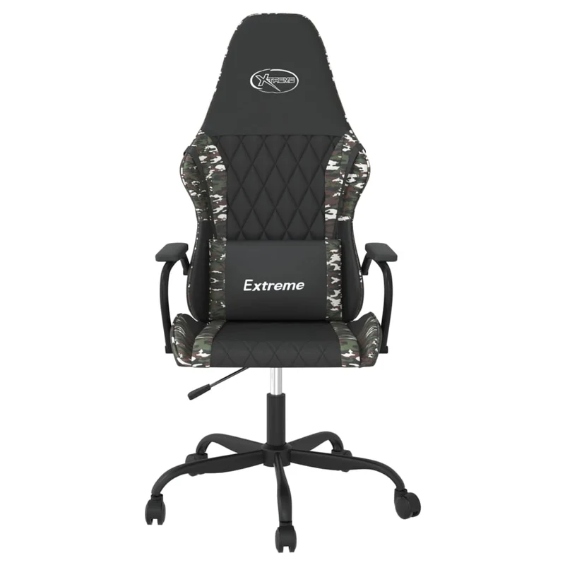 Fauteuil de bureau chaise gaming en PVC noir et camouflage DEC025967