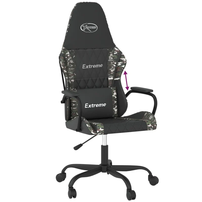 Fauteuil de bureau chaise gaming en PVC noir et camouflage DEC025967