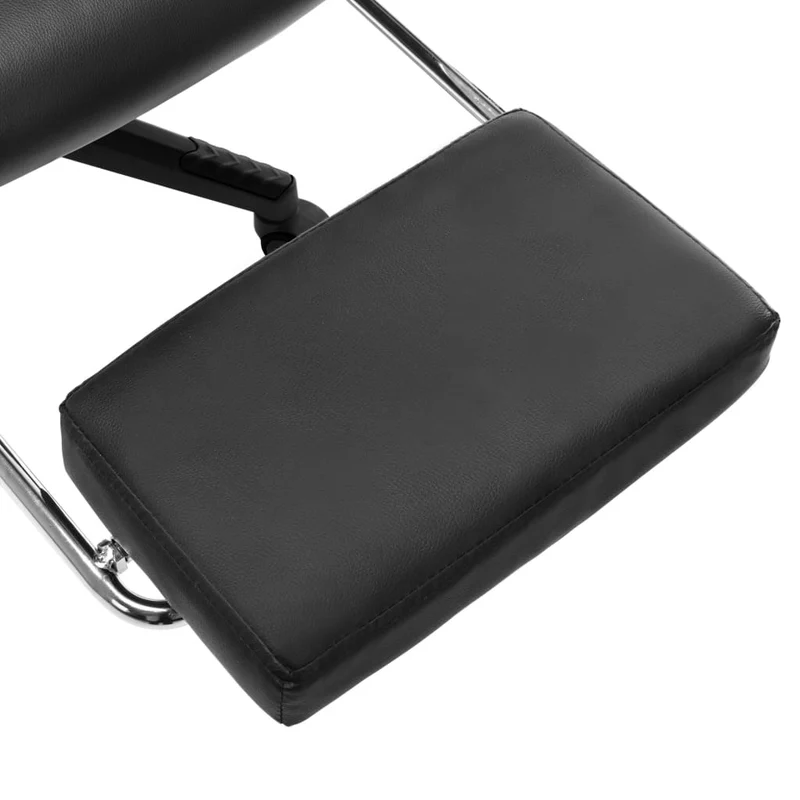 Fauteuil de bureau chaise gaming sur roulettes avec repose-pieds en PVC noir et doré DEC025767