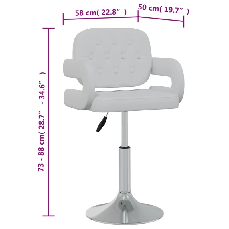 Lot de 2 tabourets de bar chaises de comptoir siège pivotant hauteur réglable en PVC blanc DEC025196