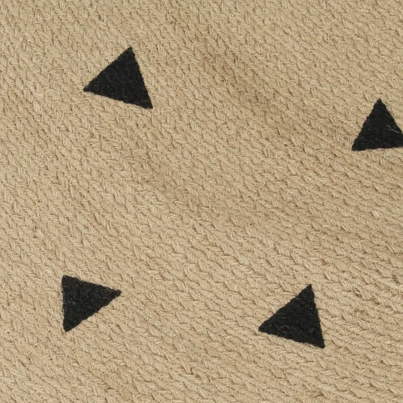 Tapis fait à la main Jute avec imprimé à triangles 120 cm DEC023485