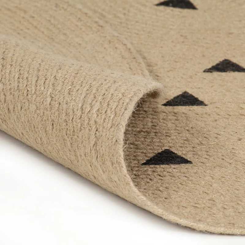 Tapis fait à la main Jute avec imprimé à triangles 120 cm DEC023485