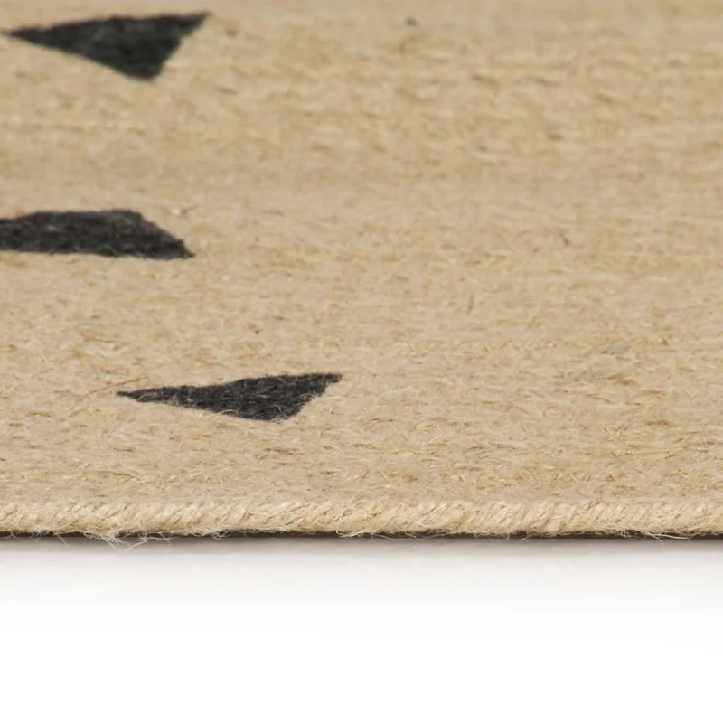 Tapis fait à la main Jute avec imprimé à triangles 120 cm DEC023485
