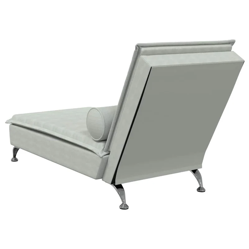 Méridienne chaise longue pour intérieur fonction massage avec traversin en velours gris clair DEC026148