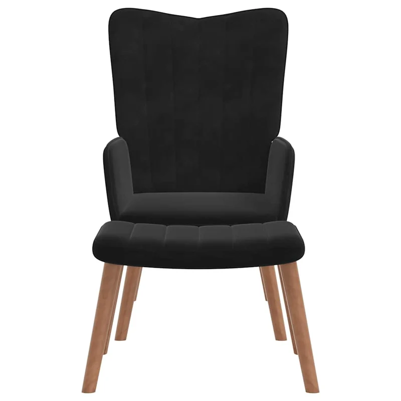 Fauteuil lounge chaise de canapé design moderne avec repose-pied en velours noir DEC026542