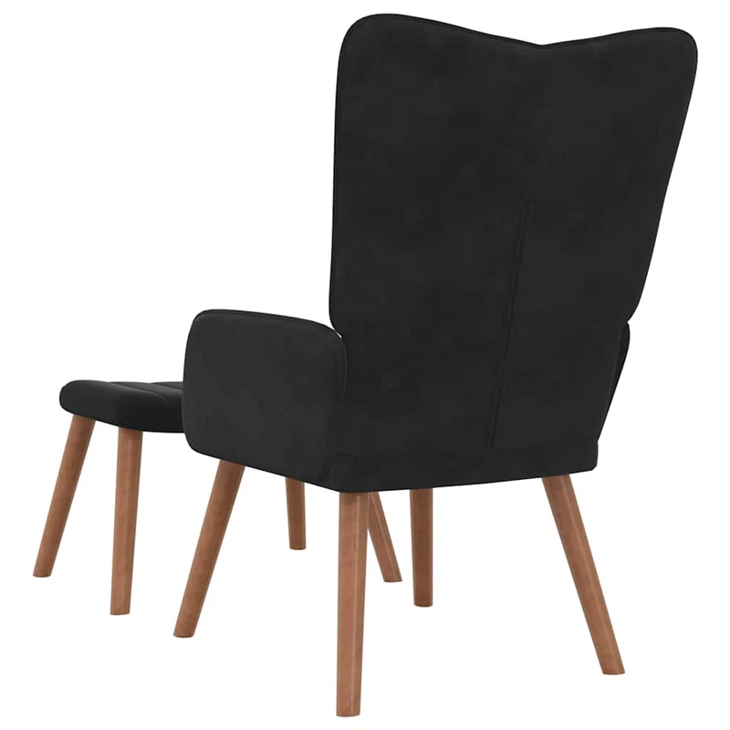 Fauteuil lounge chaise de canapé design moderne avec repose-pied en velours noir DEC026542