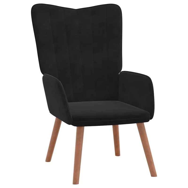 Fauteuil lounge chaise de canapé design moderne avec repose-pied en velours noir DEC026542
