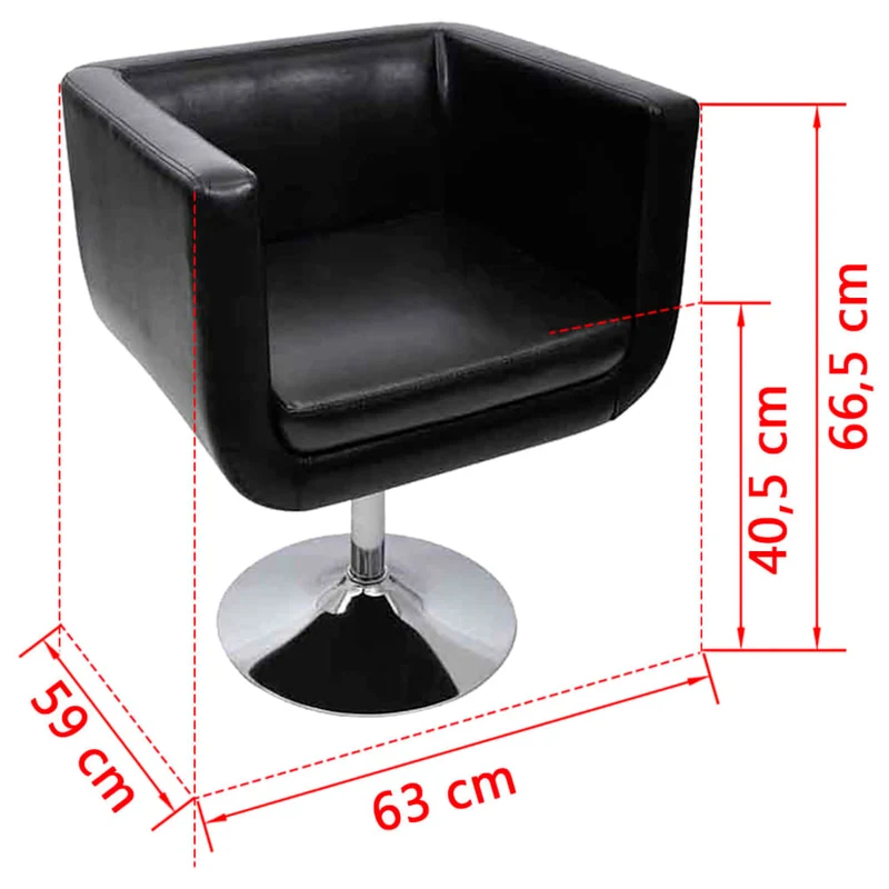 Set de 2 fauteuils de salle à manger hauteur réglable en PVC noir et acier chromé DEC026494