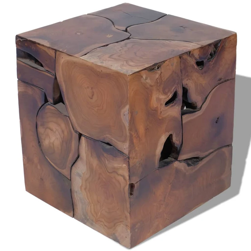 Tabouret assise support plantes 40 x 40 x 45 cm en bois de teck massif brun DEC026336