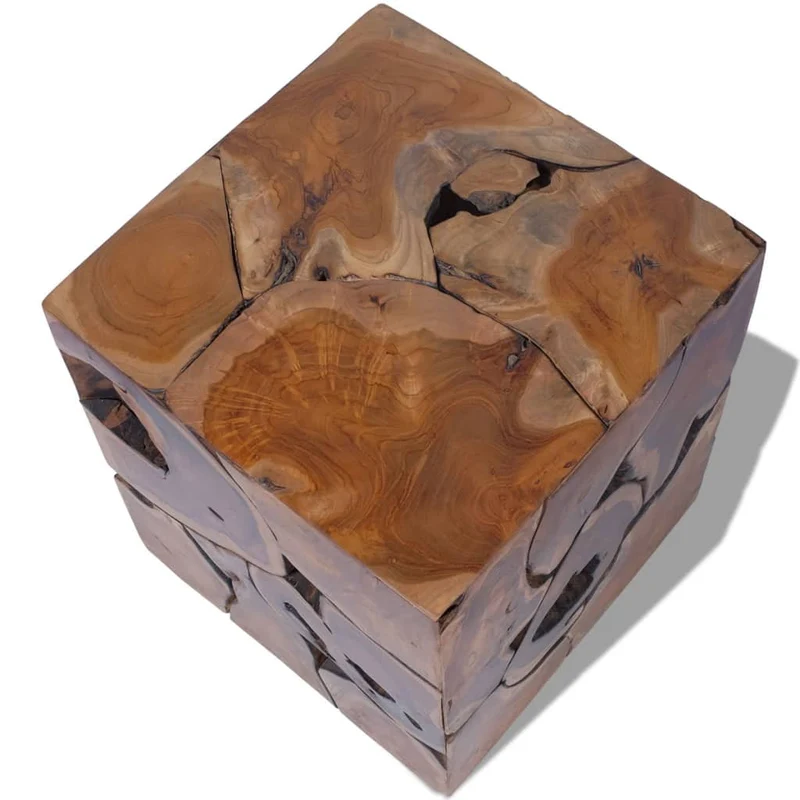 Tabouret assise support plantes 40 x 40 x 45 cm en bois de teck massif brun DEC026336