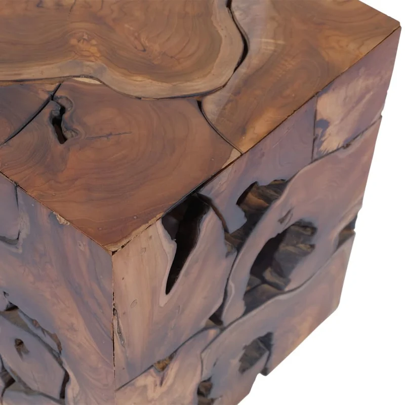 Tabouret assise support plantes 40 x 40 x 45 cm en bois de teck massif brun DEC026336