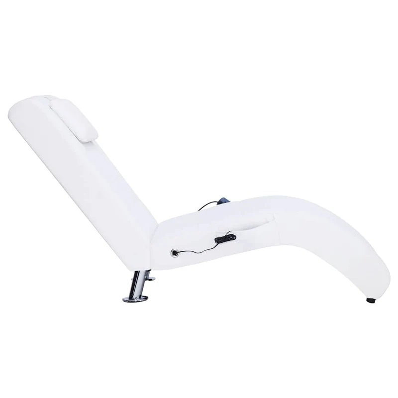 Méridienne chaise longue pour intérieur fonction massage avec oreiller en PVC blanc DEC026130