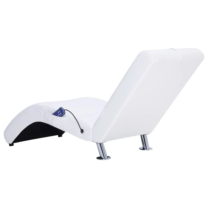 Méridienne chaise longue pour intérieur fonction massage avec oreiller en PVC blanc DEC026130