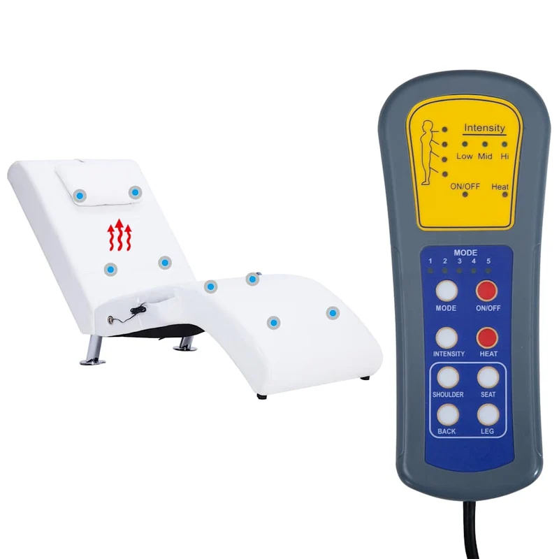 Méridienne chaise longue pour intérieur fonction massage avec oreiller en PVC blanc DEC026130