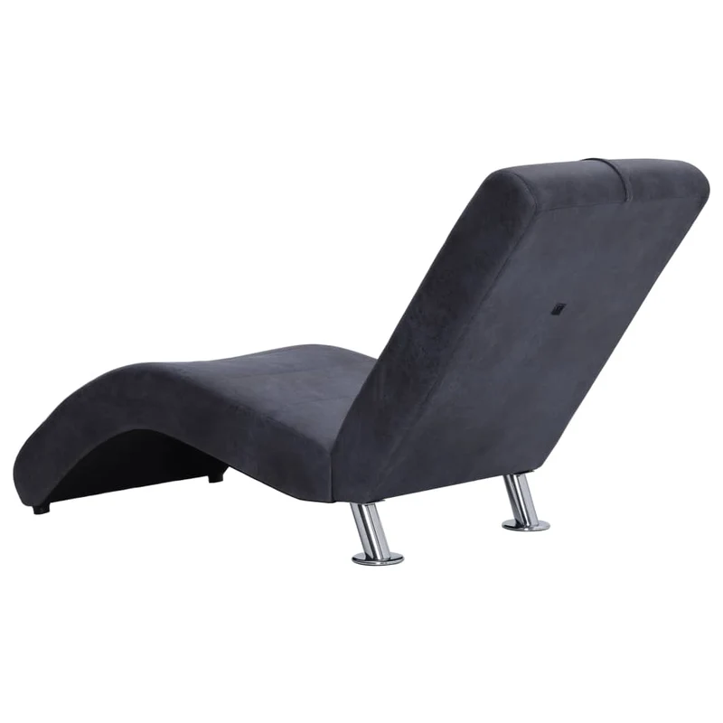 Méridienne chaise longue canapé pour intérieur avec oreiller en PVC aspect daim gris DEC026109
