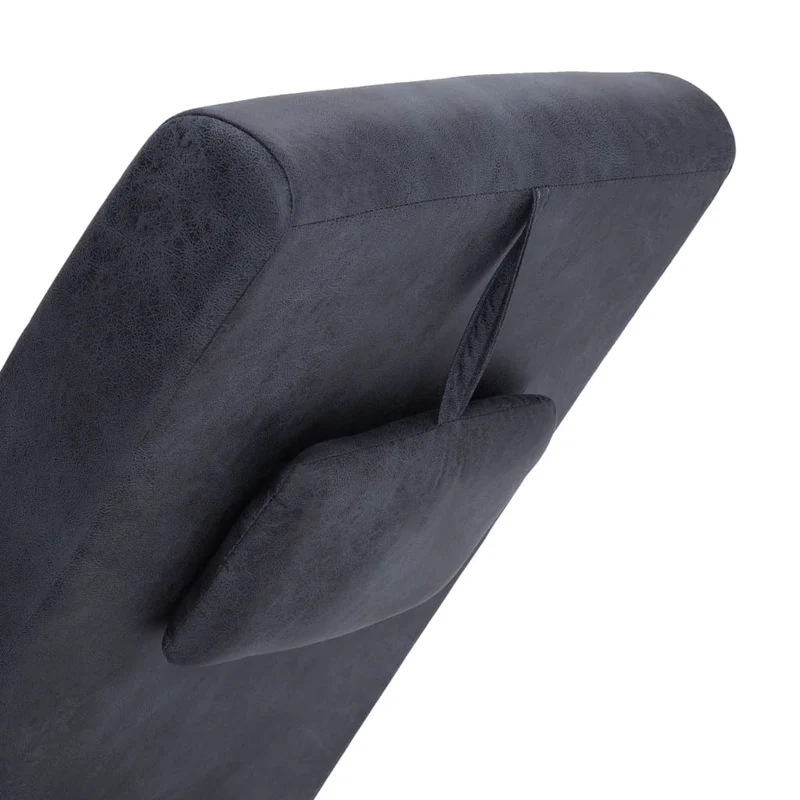 Méridienne chaise longue canapé pour intérieur avec oreiller en PVC aspect daim gris DEC026109