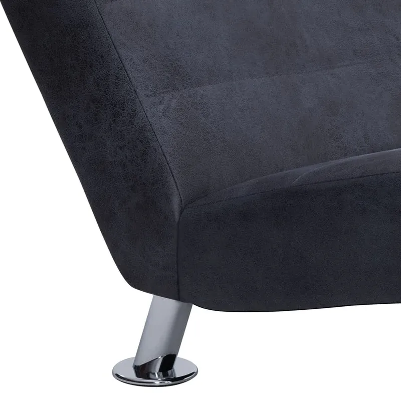Méridienne chaise longue canapé pour intérieur avec oreiller en PVC aspect daim gris DEC026109