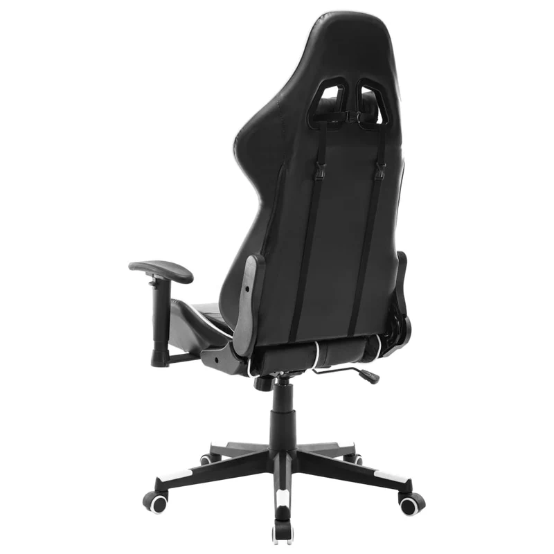 Fauteuil de bureau chaise gaming sur roulettes en PVC noir et blanc DEC025954