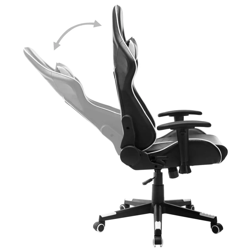 Fauteuil de bureau chaise gaming sur roulettes en PVC noir et blanc DEC025954