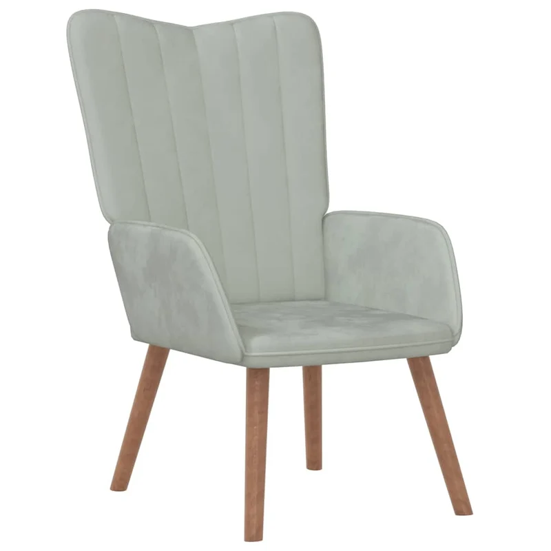 Fauteuil lounge chaise de canapé design moderne avec repose-pieds en velours gris clair DEC026517