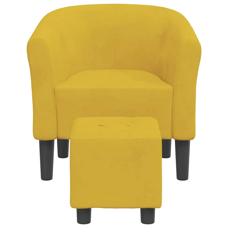 Fauteuil lounge assise confortable design moderne avec repose-pieds en velours jaune DEC026425