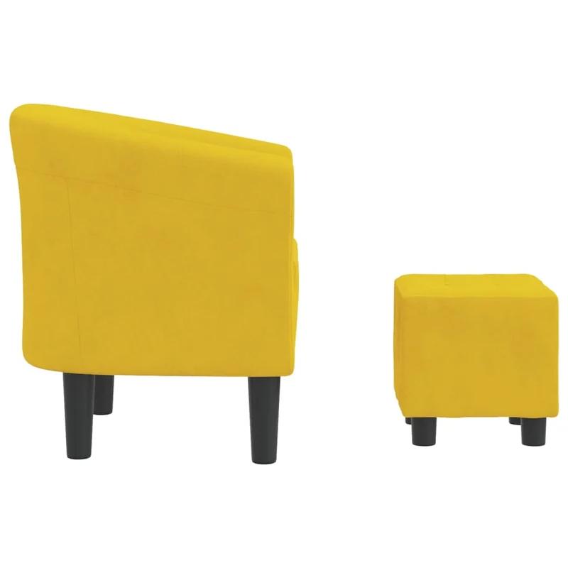 Fauteuil lounge assise confortable design moderne avec repose-pieds en velours jaune DEC026425