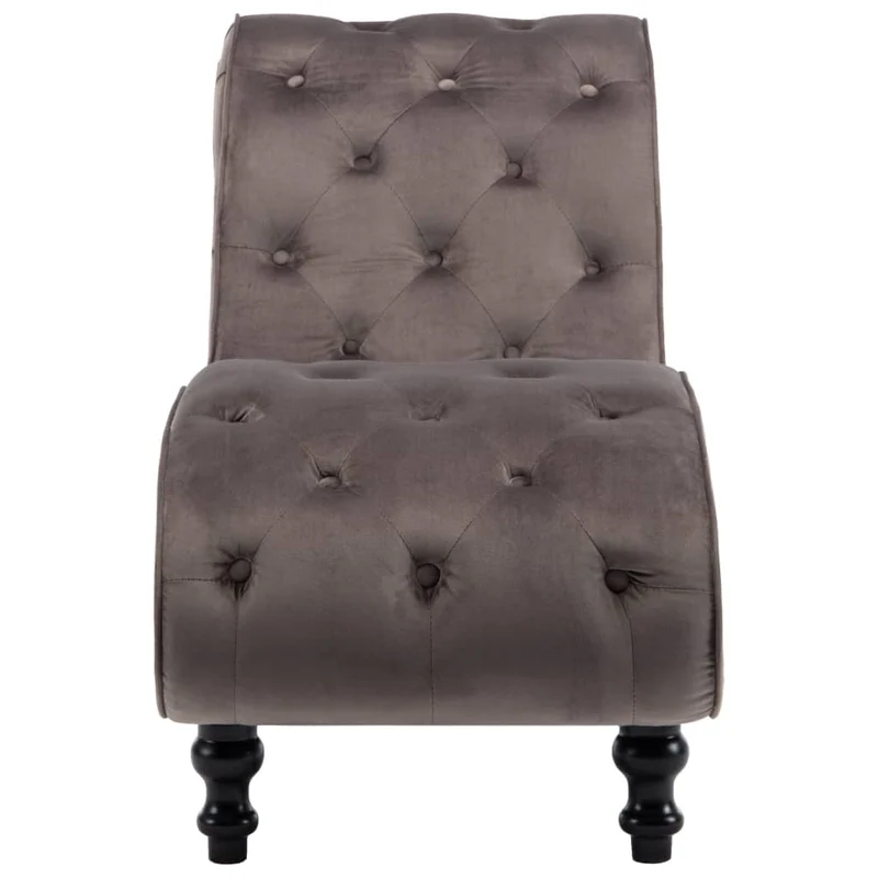 Méridienne chaise longue pour intérieur velours gris capitonné DEC026222