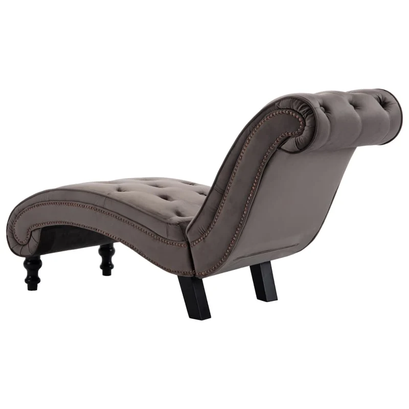 Méridienne chaise longue pour intérieur velours gris capitonné DEC026222