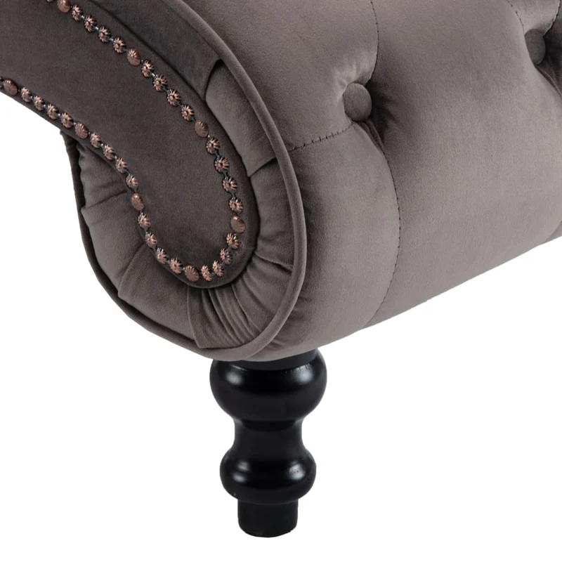 Méridienne chaise longue pour intérieur velours gris capitonné DEC026222