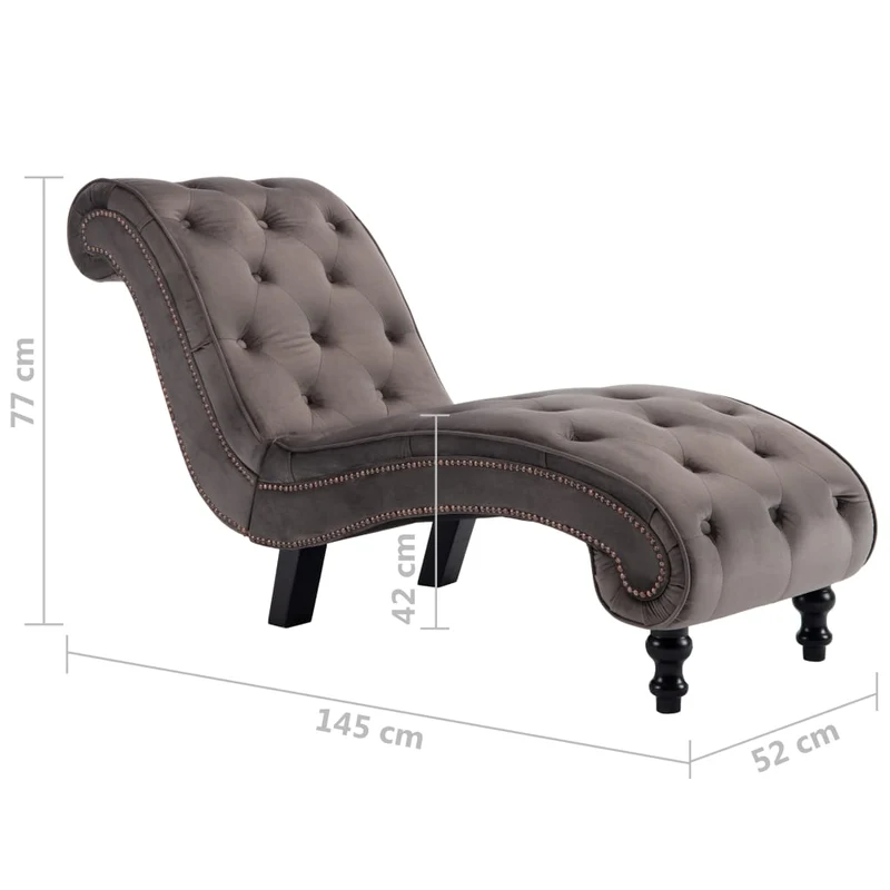 Méridienne chaise longue pour intérieur velours gris capitonné DEC026222