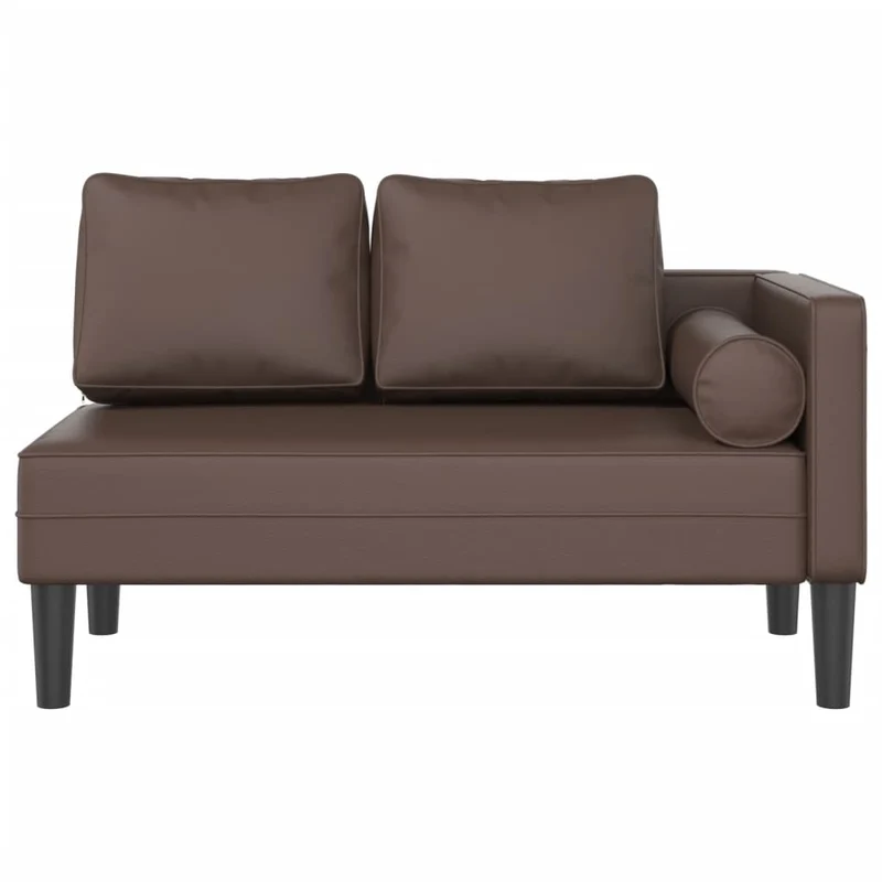 Méridienne chaise longue caanapé pour intérieur avec coussins en PVC brun DEC026085