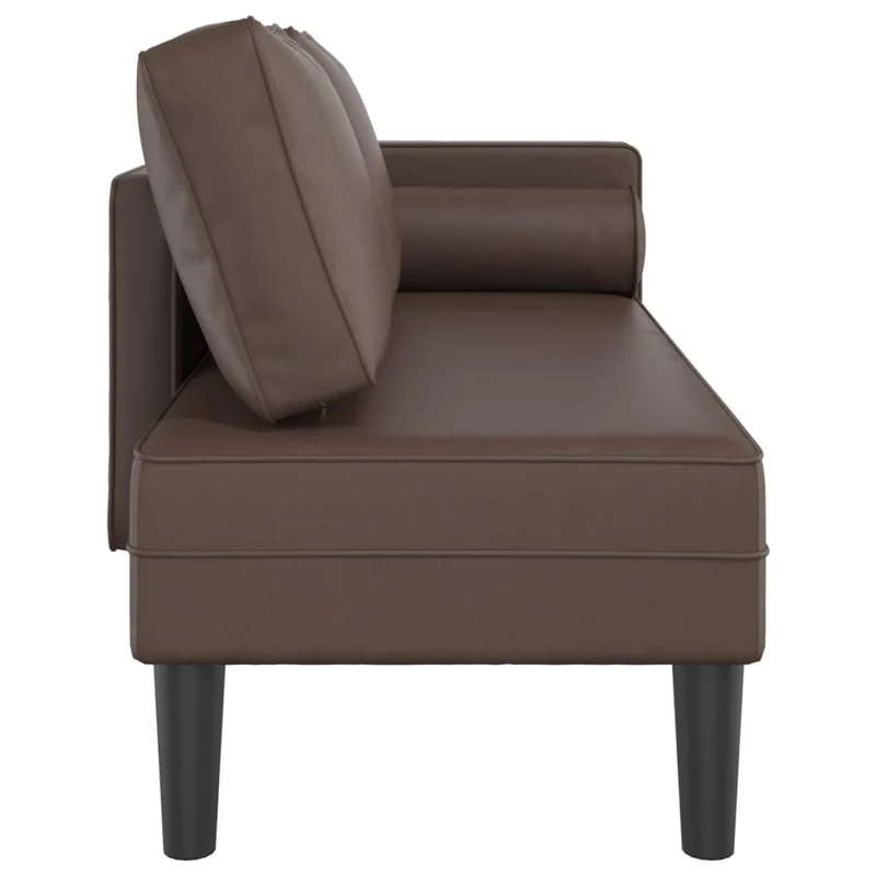 Méridienne chaise longue caanapé pour intérieur avec coussins en PVC brun DEC026085