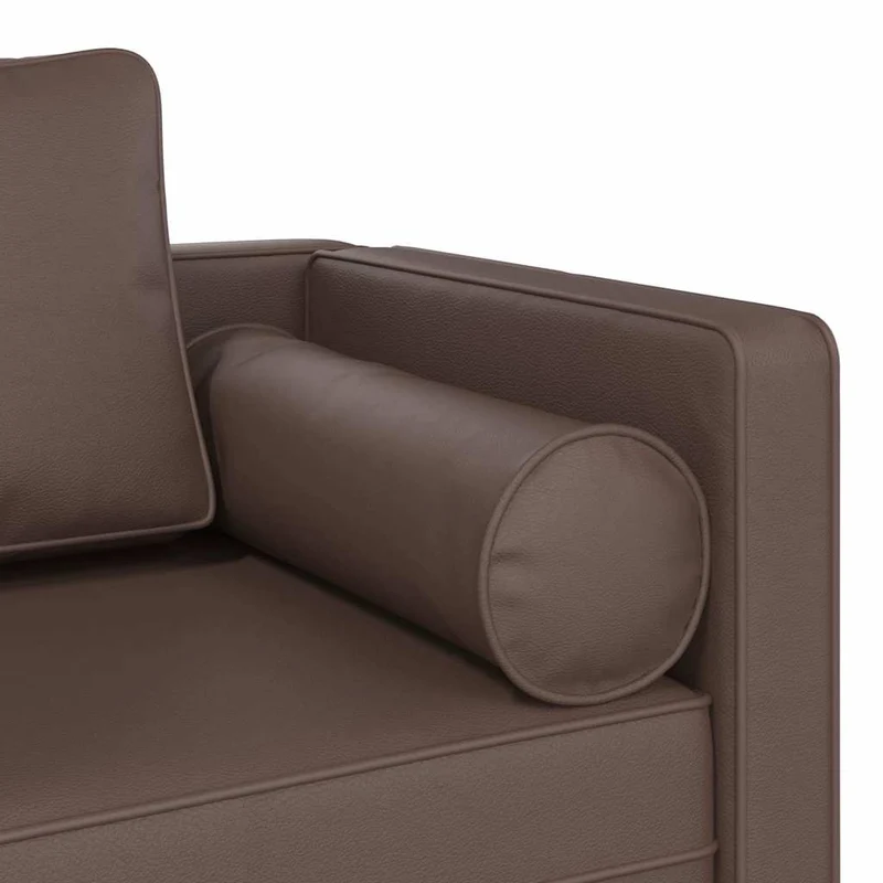 Méridienne chaise longue caanapé pour intérieur avec coussins en PVC brun DEC026085