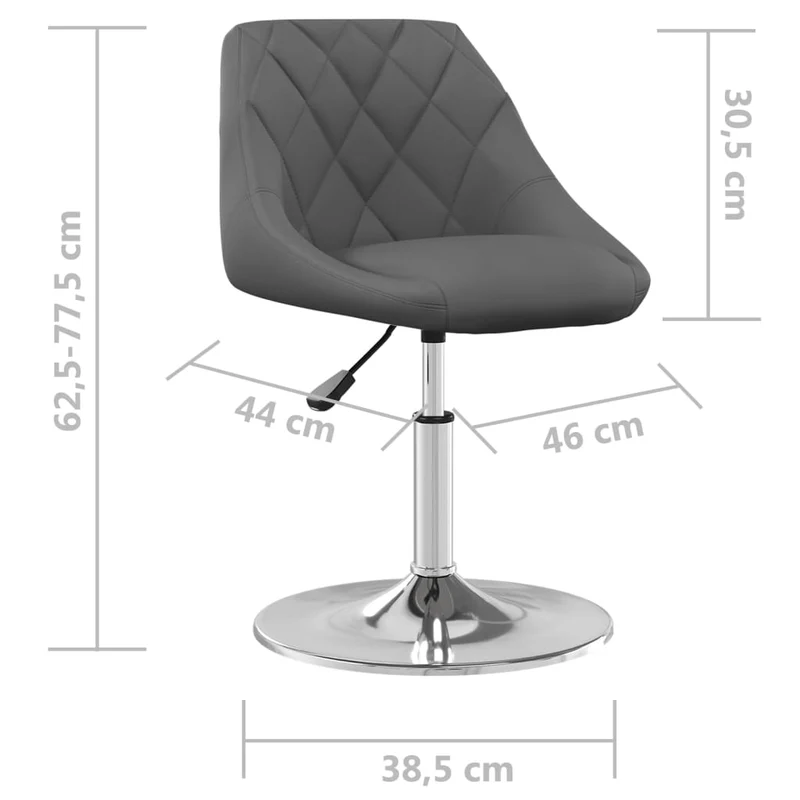Lot de 2 chaises de salle à manger siège pivotant hauteur réglable en velours gris foncé base en acier DEC025255