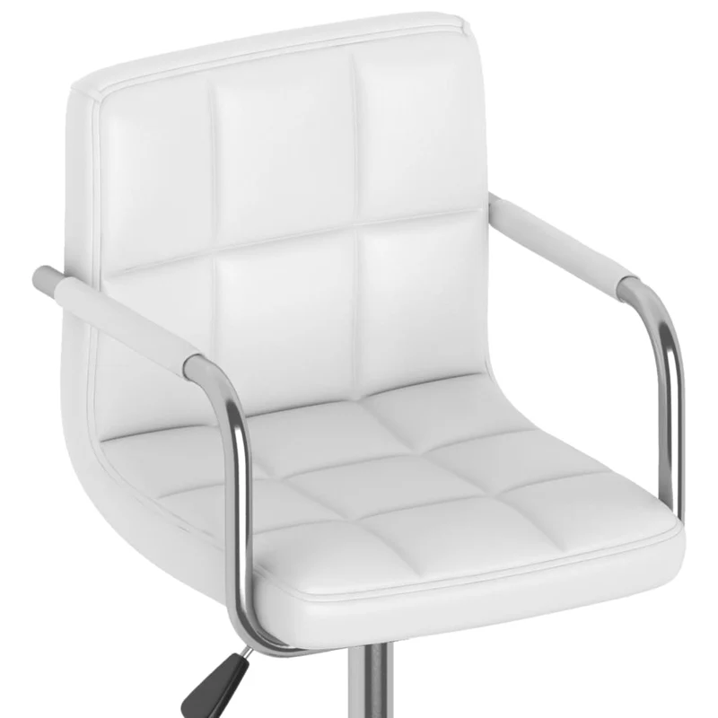 Lot de 2 chaises de salle à manger accoudoirs siège pivotant hauteur réglable en PVC blanc DEC025195