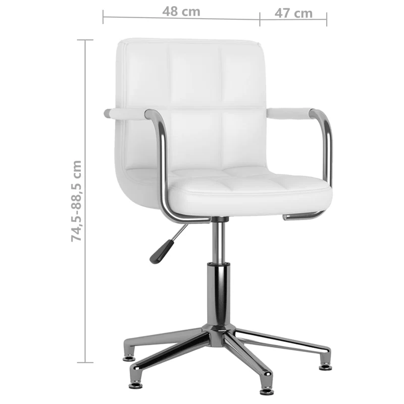 Lot de 2 chaises de salle à manger accoudoirs siège pivotant hauteur réglable en PVC blanc DEC025195